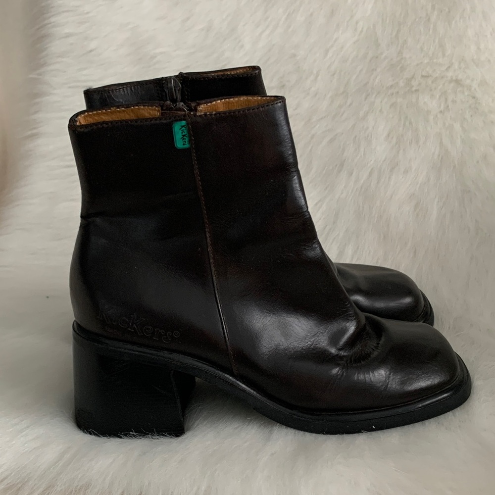 Kickers Rich Brown Leather Heeled Boots